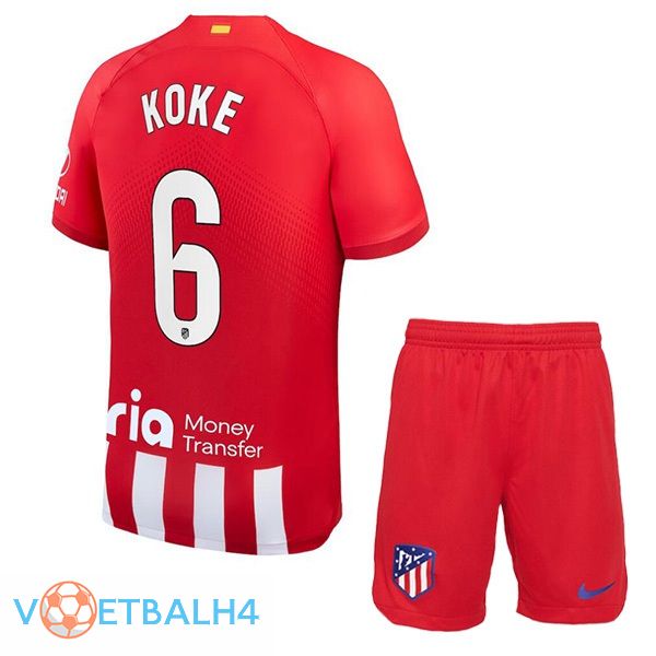 Atletico Madrid (Koke 6) kinderen voetbal jersey thuis rood 2023/2024