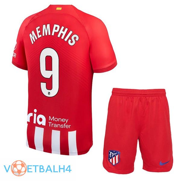 Atletico Madrid (Memphis 9) kinderen voetbal jersey thuis rood 2023/2024