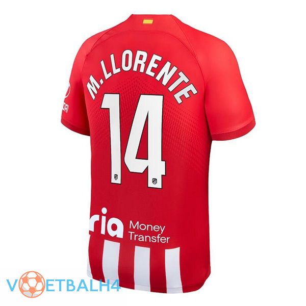 Atletico Madrid (M. Llorente 14) voetbal jersey thuis rood 2023/2024