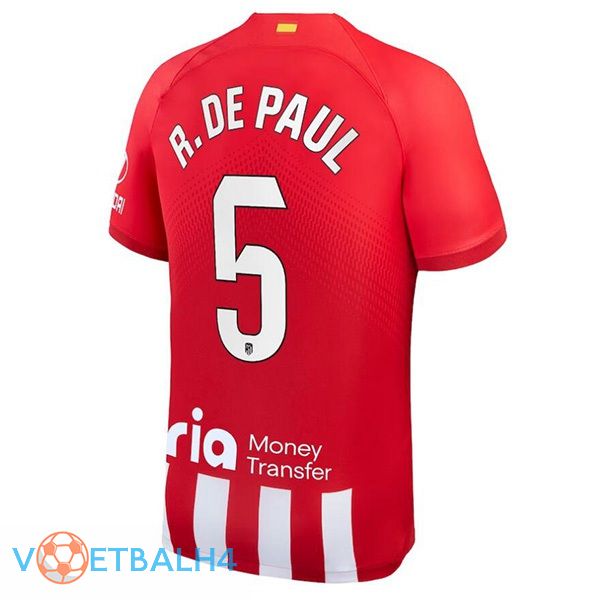 Atletico Madrid (R. De Paul 5) voetbal jersey thuis rood 2023/2024