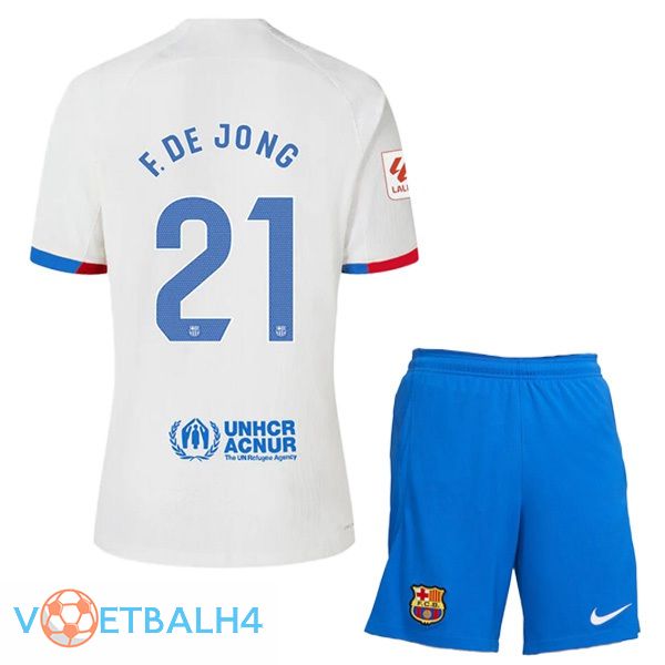 FC Barcelona (F. DE JONG 21) kinderen uit voetbal jersey wit 2023/2024