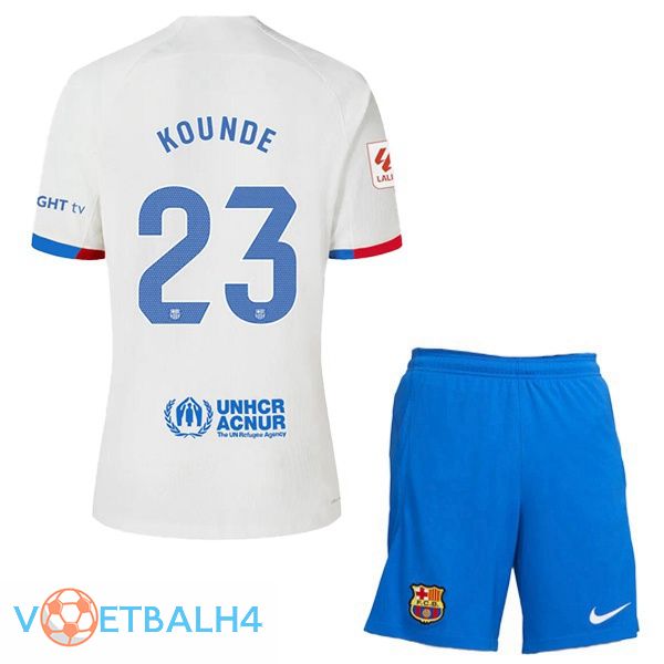 FC Barcelona (KOUNDE 23) kinderen voetbal jersey uit wit 2023/2024