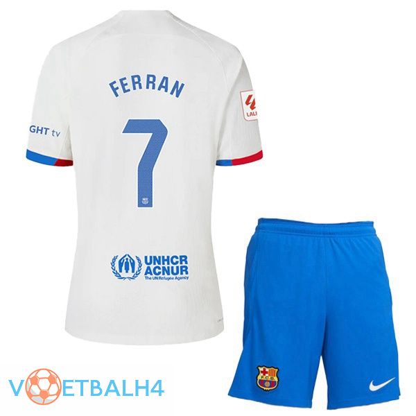 FC Barcelona (FERRAN 7) kinderen voetbal jersey uit wit 2023/2024