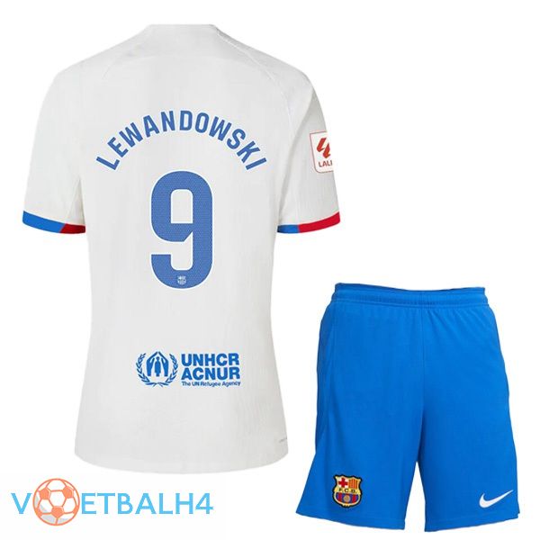 FC Barcelona (LEWANDOWSKI 9) kinderen uit voetbal jersey wit 2023/2024