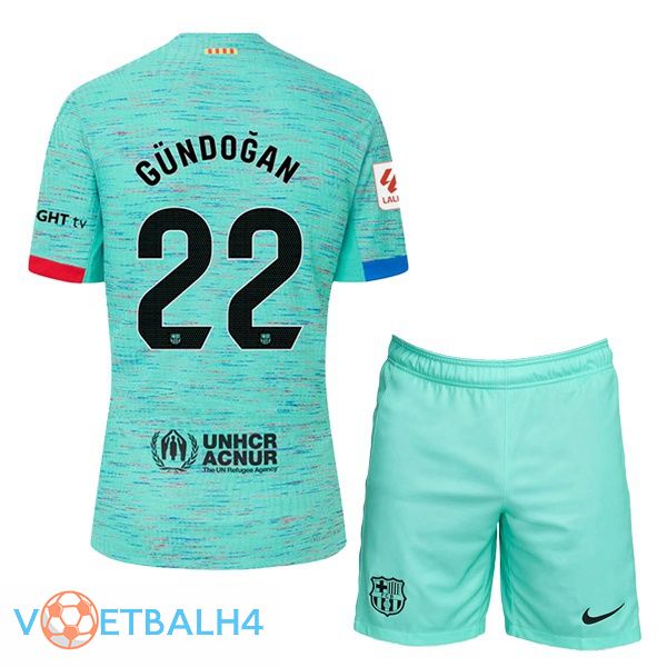 FC Barcelona (GÜNDOĞAN 22) kinderen voetbal jersey derde groente 2023/2024