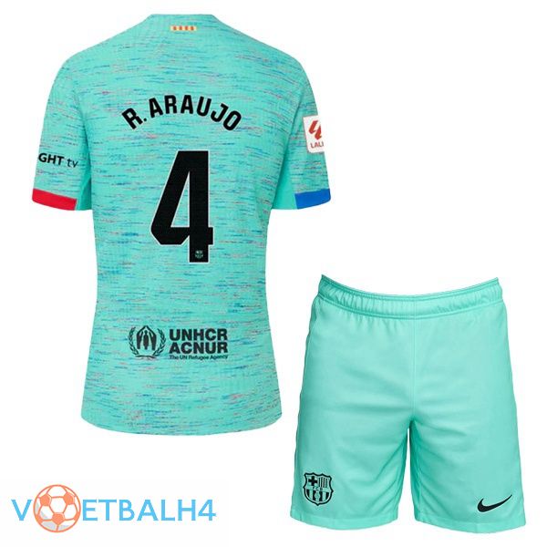 FC Barcelona (R. ARAUJO 4) kinderen voetbal jersey derde groente 2023/2024