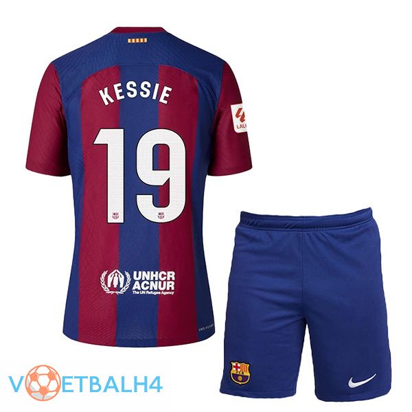 FC Barcelona (KESSIE 19) kinderen voetbal jersey thuis blauw rood 2023/2024