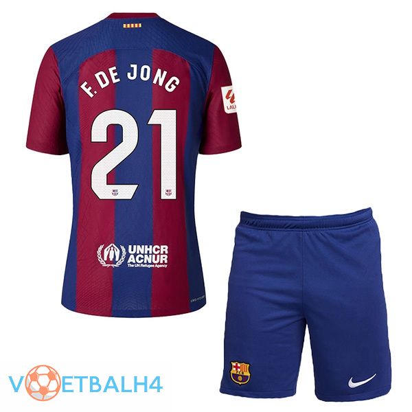 FC Barcelona (F. De JONG 21) kinderen voetbal jersey thuis blauw rood 2023/2024