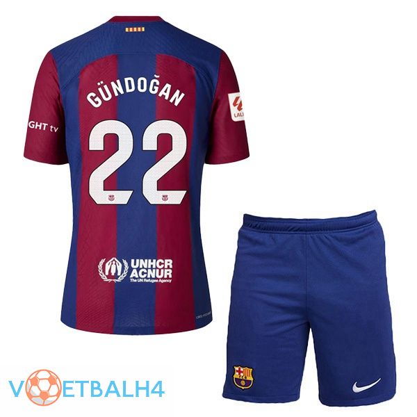 FC Barcelona (GÜNDOĞAN 22) kinderen voetbal jersey thuis blauw rood 2023/2024