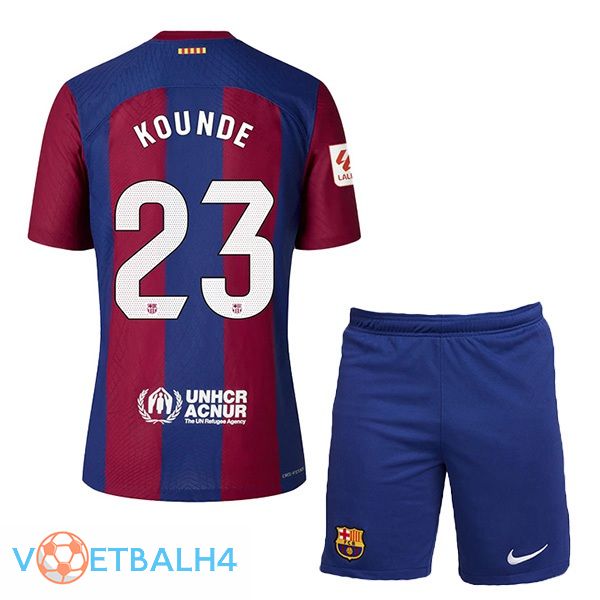 FC Barcelona (KOUNDE 23) kinderen voetbal jersey thuis blauw rood 2023/2024