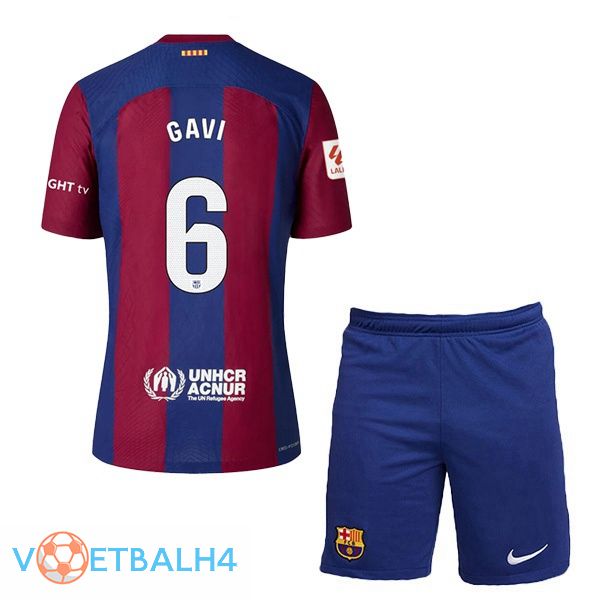 FC Barcelona (GAVI 6) kinderen voetbal jersey thuis blauw rood 2023/2024