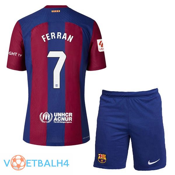 FC Barcelona (FERRAN 7) kinderen voetbal jersey thuis blauw rood 2023/2024