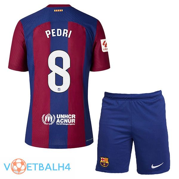 FC Barcelona (PEDRI 8) kinderen voetbal jersey thuis blauw rood 2023/2024