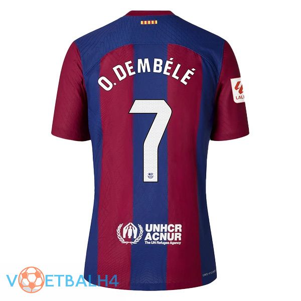 FC Barcelona (O. DEMBÉLÉ 7) voetbal jersey thuis blauw rood 2023/2024