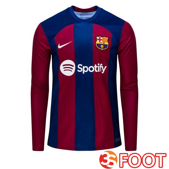 FC Barcelona voetbal jersey thuis Long Sleeves blauw rood 2023/2024