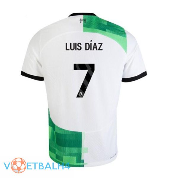 FC Liverpool (LUIS DÍAZ 7) voetbal jersey uit wit groente 2023/2024