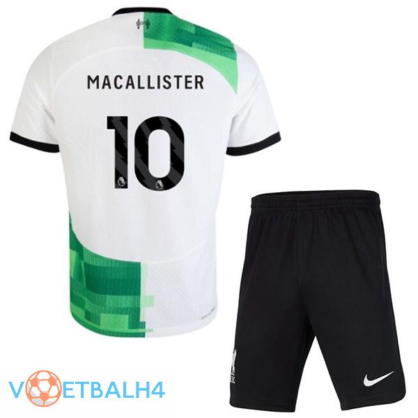 FC Liverpool (MAC ALLISTER 10) kinderen voetbal jersey uit wit groente 2023/2024