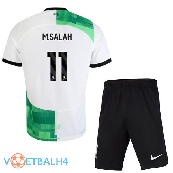 FC Liverpool (M.SALAH 11) kinderen voetbal jersey uit wit groente 2023/2024