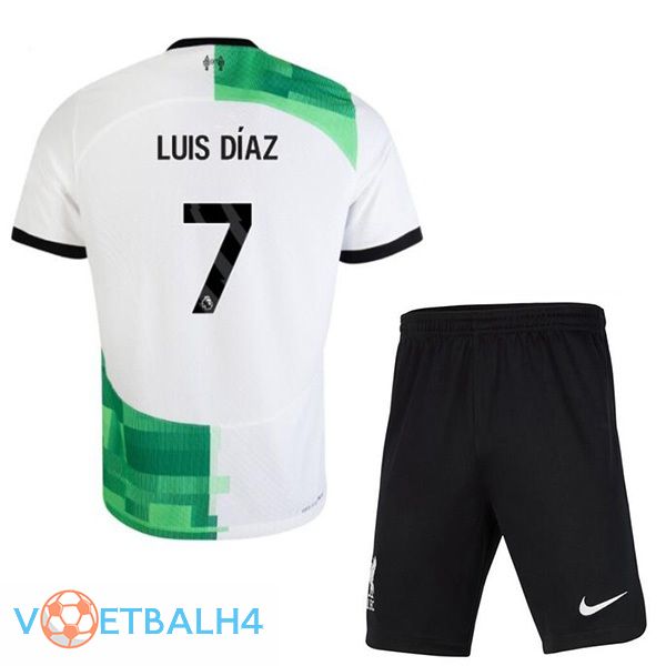 FC Liverpool (LUIS DÍAZ 7) kinderen voetbal jersey uit wit groente 2023/2024