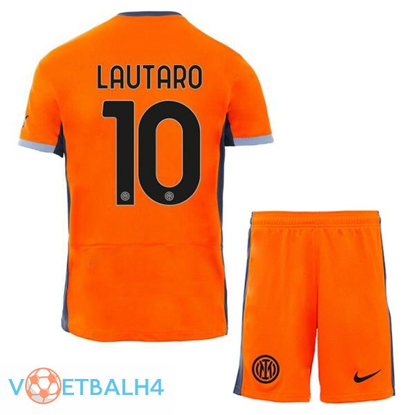 Inter Milan (LAUTARO 10) kinderen voetbal jersey derde oranje 2023/2024