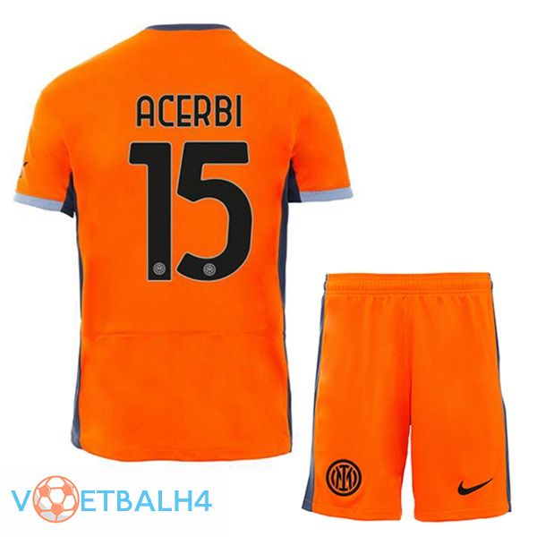 Inter Milan (ACERBI 15) kinderen voetbal jersey derde oranje 2023/2024