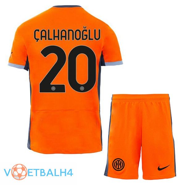 Inter Milan (ÇALHANOĞLU 20) kinderen voetbal jersey derde oranje 2023/2024