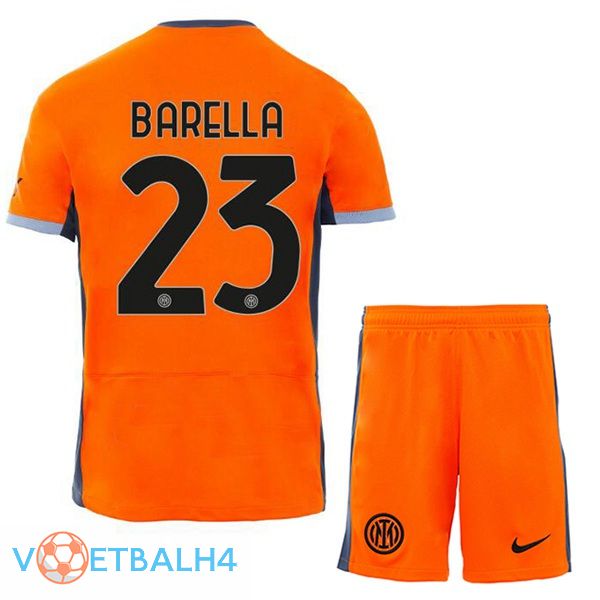 Inter Milan (BARELLA 23) kinderen voetbal jersey derde oranje 2023/2024