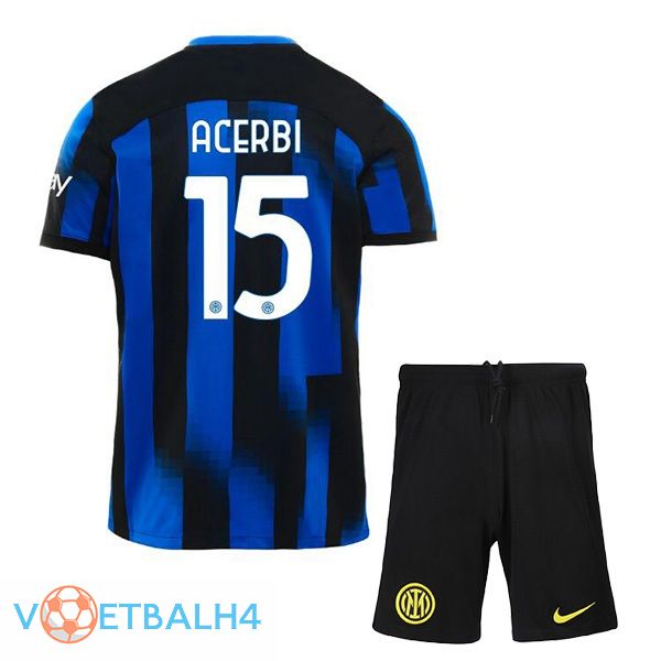 Inter Milan (ACERBI 15) kinderen thuis voetbal jersey blauw 2023/2024