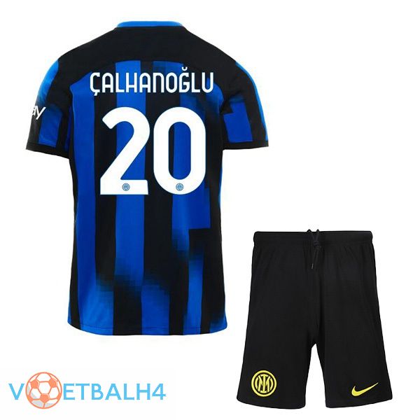 Inter Milan (ÇALHANOĞLU 20) kinderen thuis voetbal jersey blauw 2023/2024