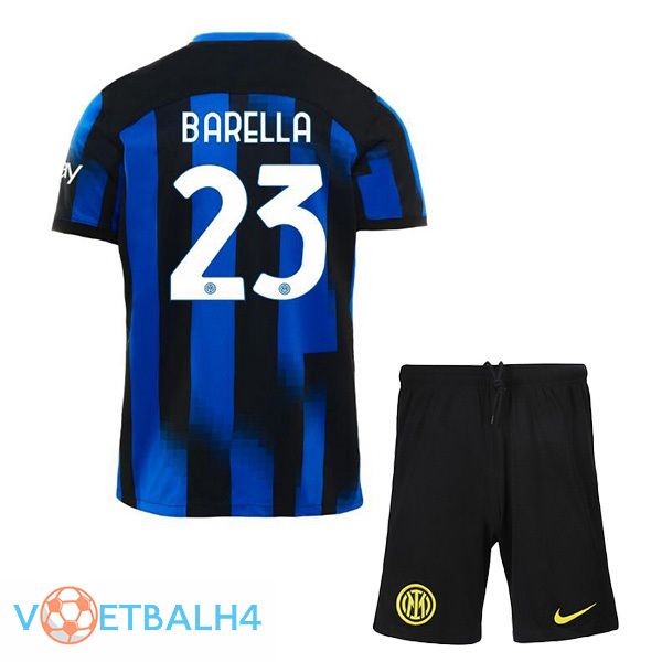 Inter Milan (BARELLA 23) kinderen thuis voetbal jersey blauw 2023/2024