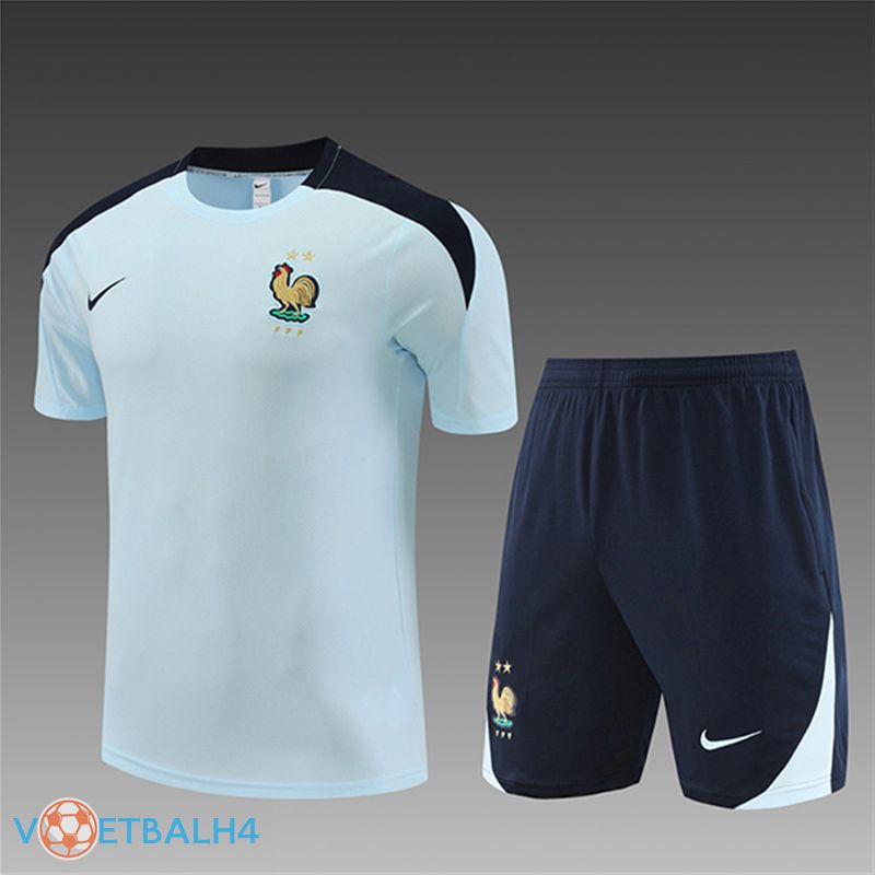 Frankrijk kinderen Training T Shirt + korte broek Light blauw 2023/2024