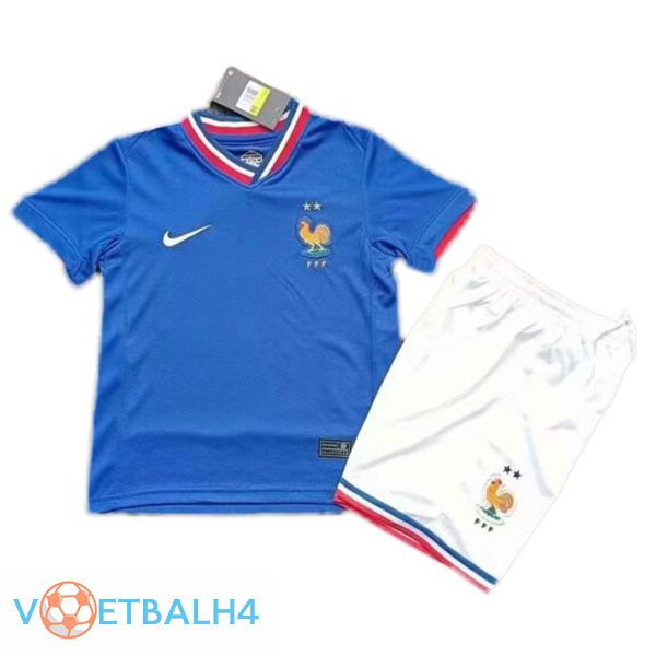 Frankrijk kinderen voetbal jersey thuis blauw Version Fuite UEFA Euro 2024