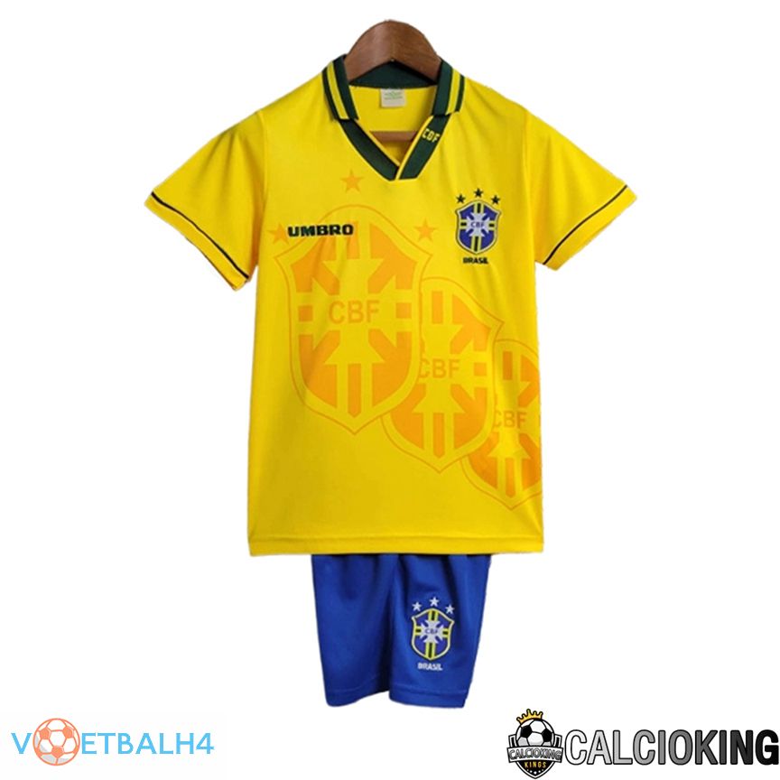 Brazilië Retro kinderen voetbal jersey thuis 1994