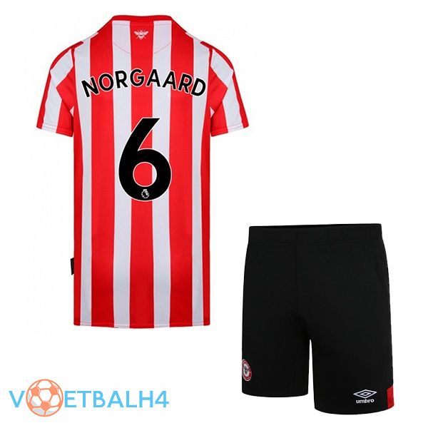 Brentford FC (NORGAARD 6) kinderen thuis rood wit jersey 2022/2023