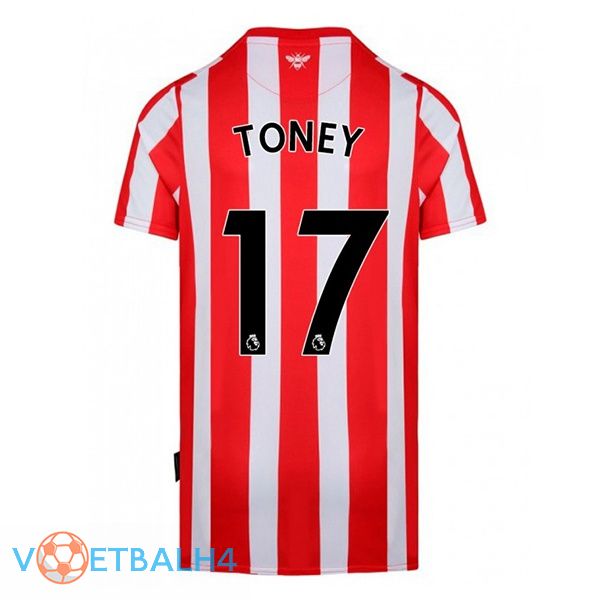 Brentford FC (TONEY 17) thuis rood wit jersey 2022/2023