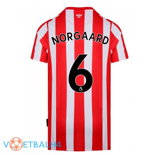 Brentford FC (NORGAARD 6) thuis rood wit jersey 2022/2023