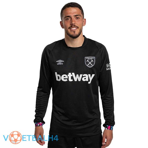 West Ham voetbal jersey uit lange mouwzwart 2022/2023