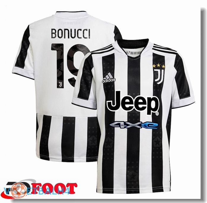 Juventus (Bonucci 19) thuis jersey zwart/wit 2021/2022