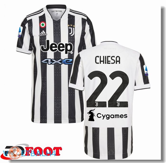 Juventus (CHIESA 22) thuis jersey zwart/wit 2021/2022