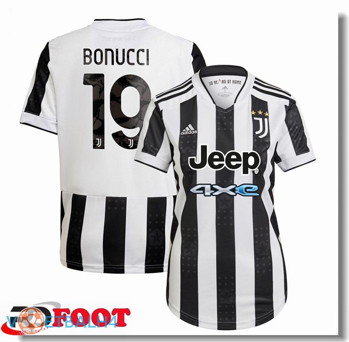 Juventus (Bonucci 19) Dames thuis jersey zwart/wit 2021/2022