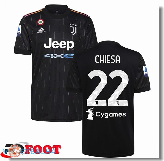 Juventus (CHIESA 22) uit jersey zwart 2021/2022