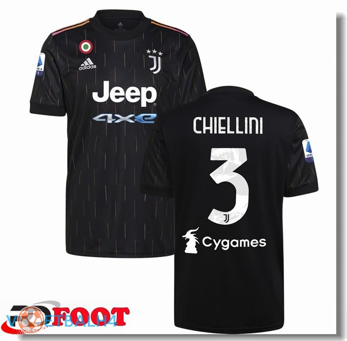 Juventus (CHIELLINI 3) uit jersey zwart 2021/2022