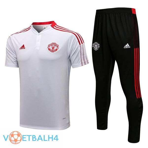 Manchester United Polo Shirt + broek wit 2021/2022