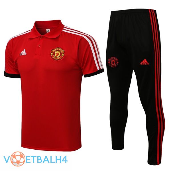 Manchester United Polo Shirt + broek rood 2021/2022