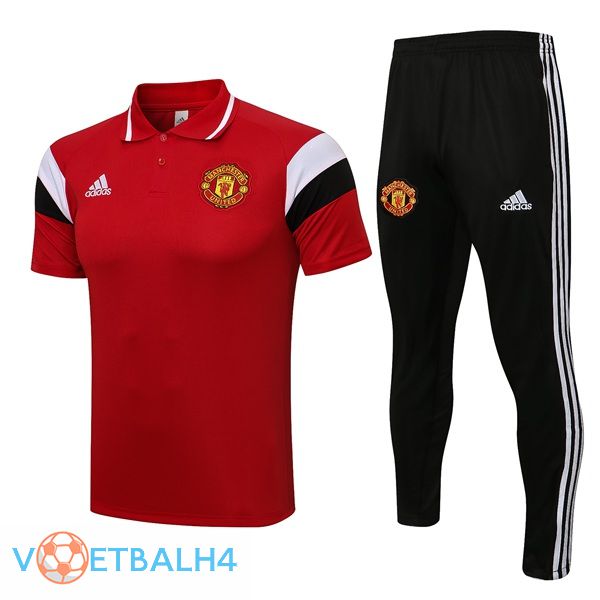 Manchester United Polo Shirt + broek rood 2021/2022