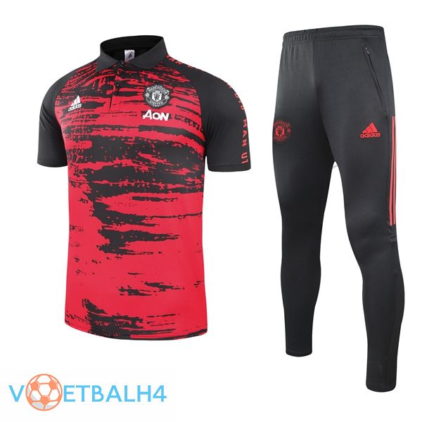 Manchester United Polo Shirt + broek rood zwart 2021/2022