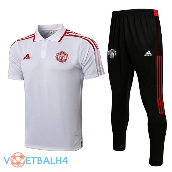 Manchester United Polo Shirt + broek wit 2021/2022