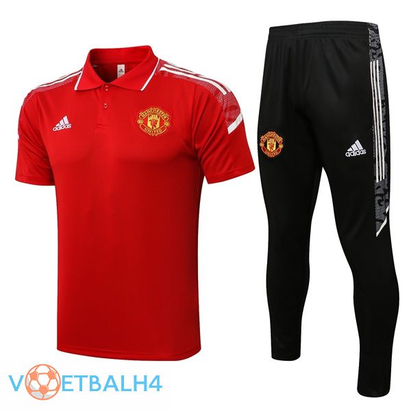 Manchester United Polo Shirt + broek rood 2021/2022