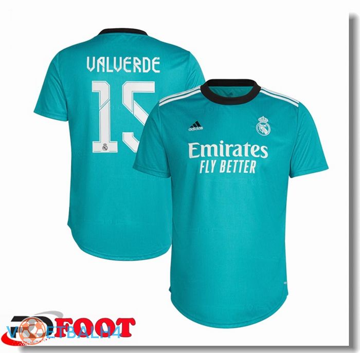 Real Madrid (VALVERDE 15) Dames derde jersey blauw groente 2021/2022