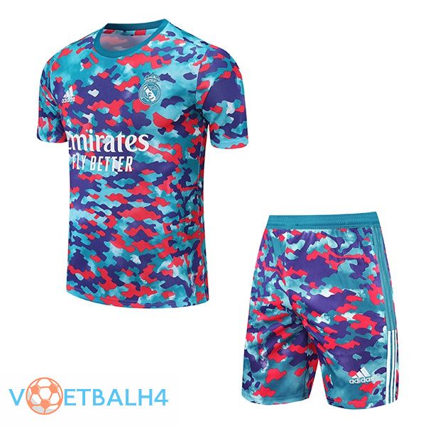 Real Madrid Training T Shirt + korte broek blauw 2021/2022